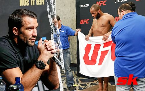 Luke Rockhold (L) talks about the infamous 'towelgate' incident with former teammate Daniel Cormier (R) [Credits: MMAFighting/Twitter, Getty]]