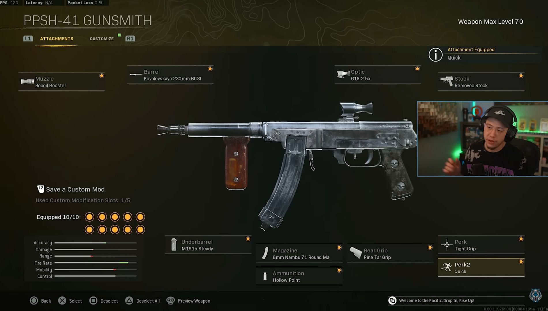 The Call of Duty Warzone VG PPSh-41 loadout (Image Via YouTube/WhosImmortal)