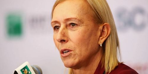 Martina Navratilova at a press conference