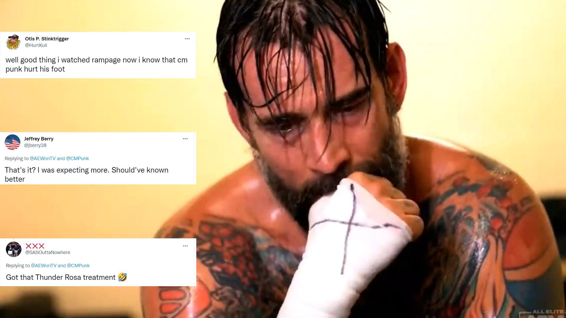 Twitter Erupts In A Fit Of Rage At Disappointing Backstage Footage Of Cm Punk S Injury On Rampage