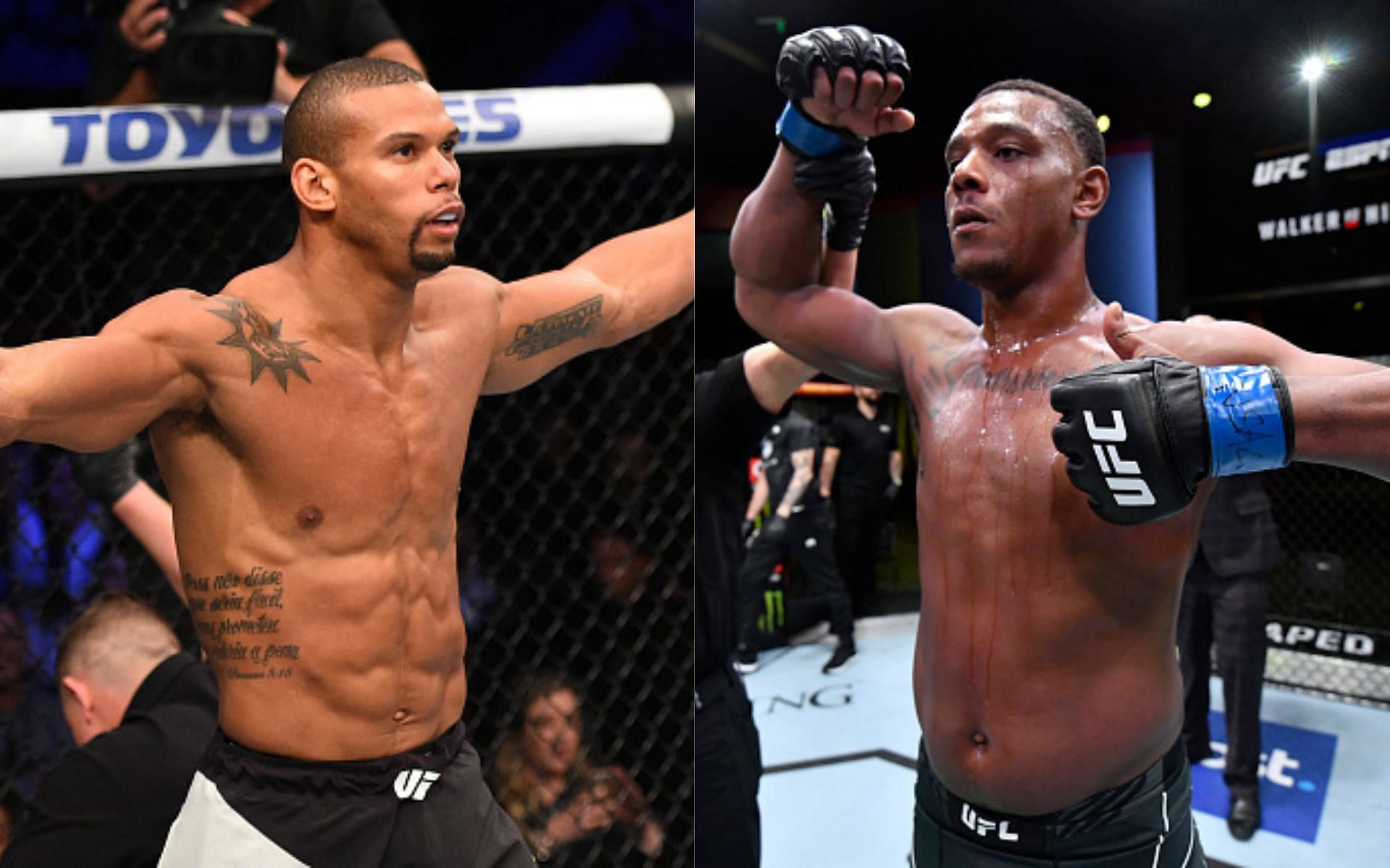 Thiago Santos (left) and Jamahal Hill (right)(Images via Getty)