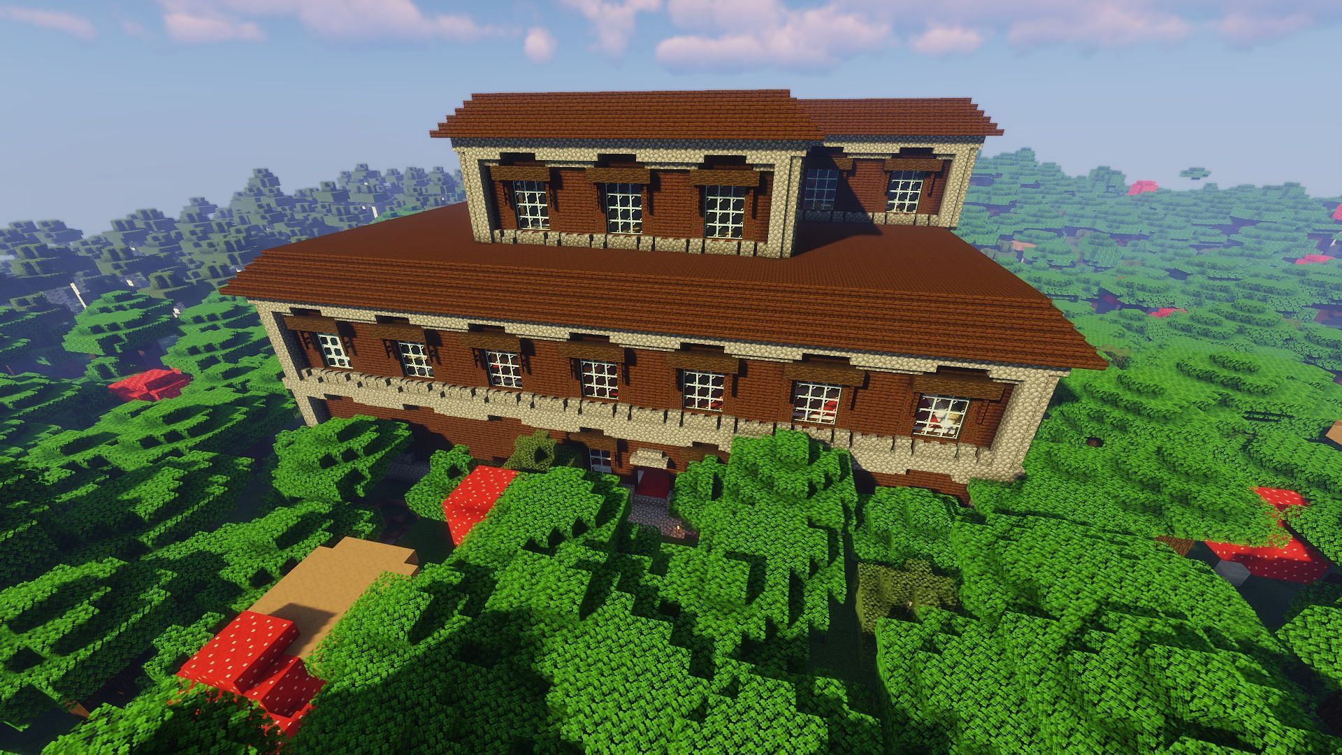 The woodland mansion found at the listed coordinates (Image via Mojang/Minecraft)