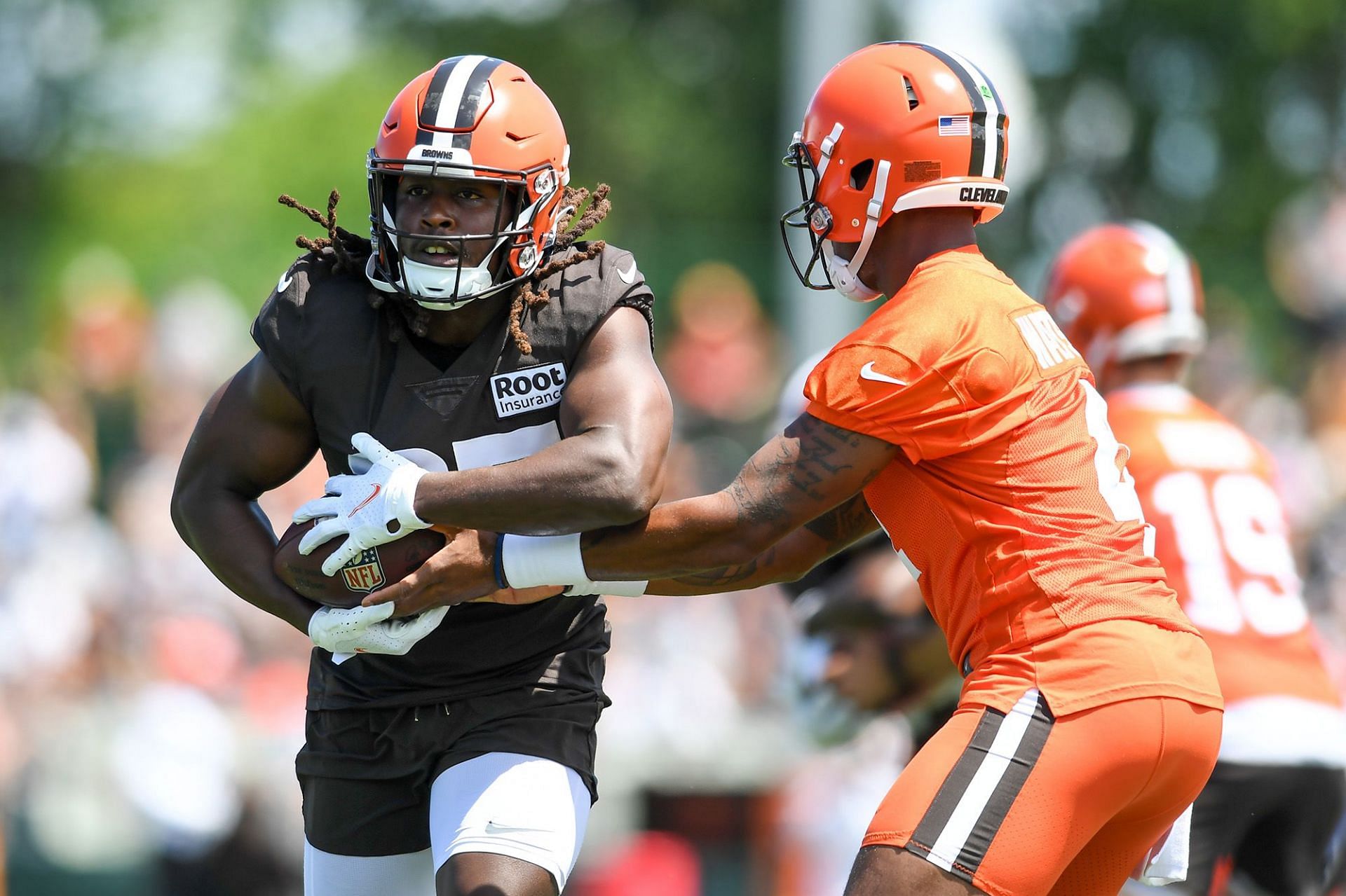 Deshaun Watson and Kareem Hunt at Cleveland Browns training camp