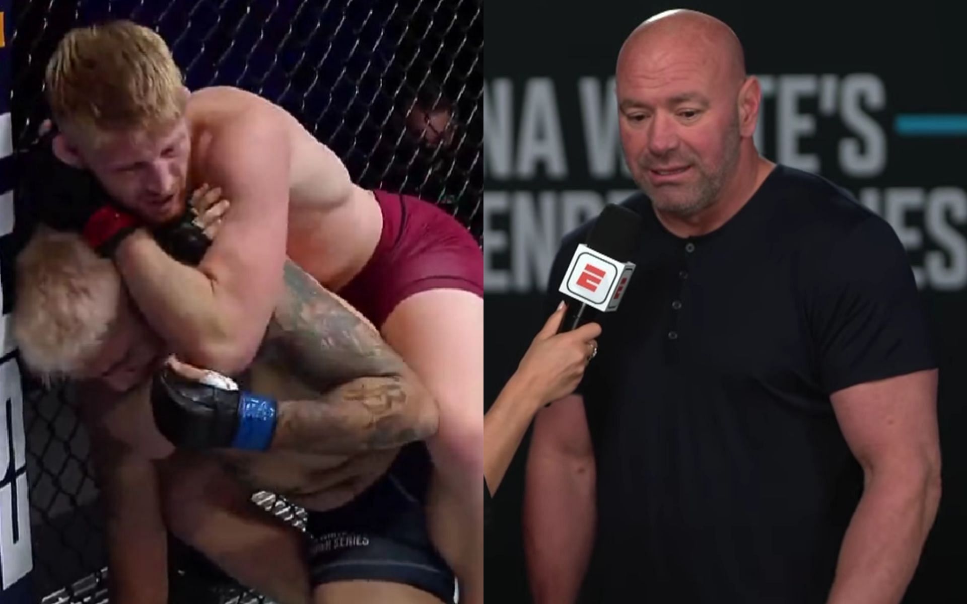 Bo Nickal (left), Dana White (right) [Images courtesy of UFC on YouTube and @UFC on Twitter]