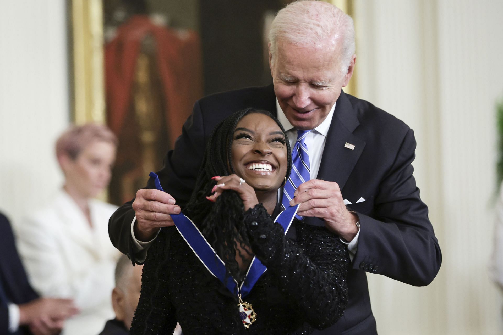 President Joe Biden awards the Presidential Medal Of Freedom to Simone Biles
