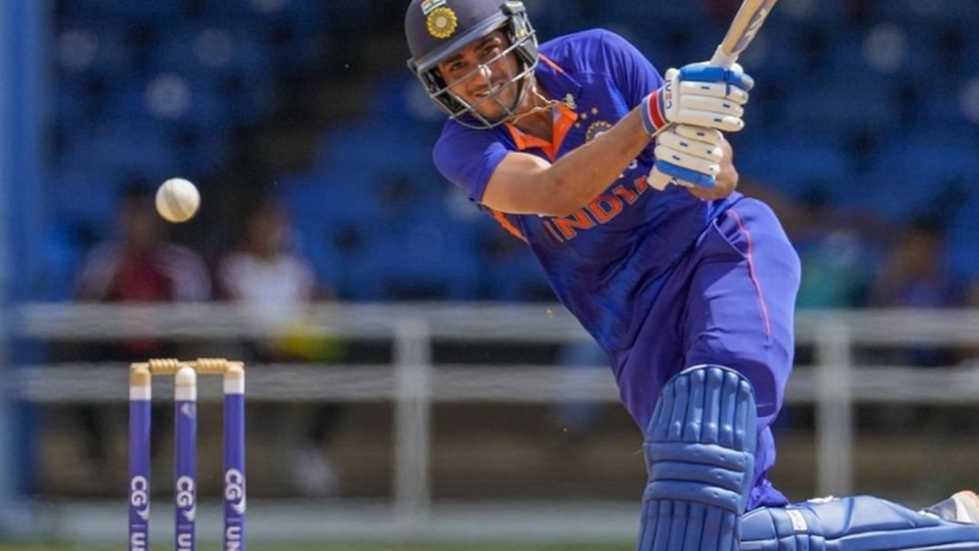 Shubman Gill in action against the West Indies. (P.C.:Twitter)