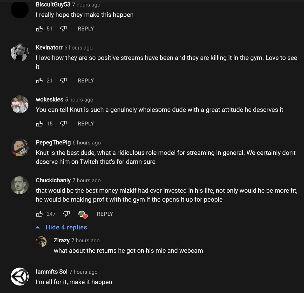 Fans in the YouTube comments section reacting to the streamers&#039; clip (Images via Finest Twitch Clips/YouTube)