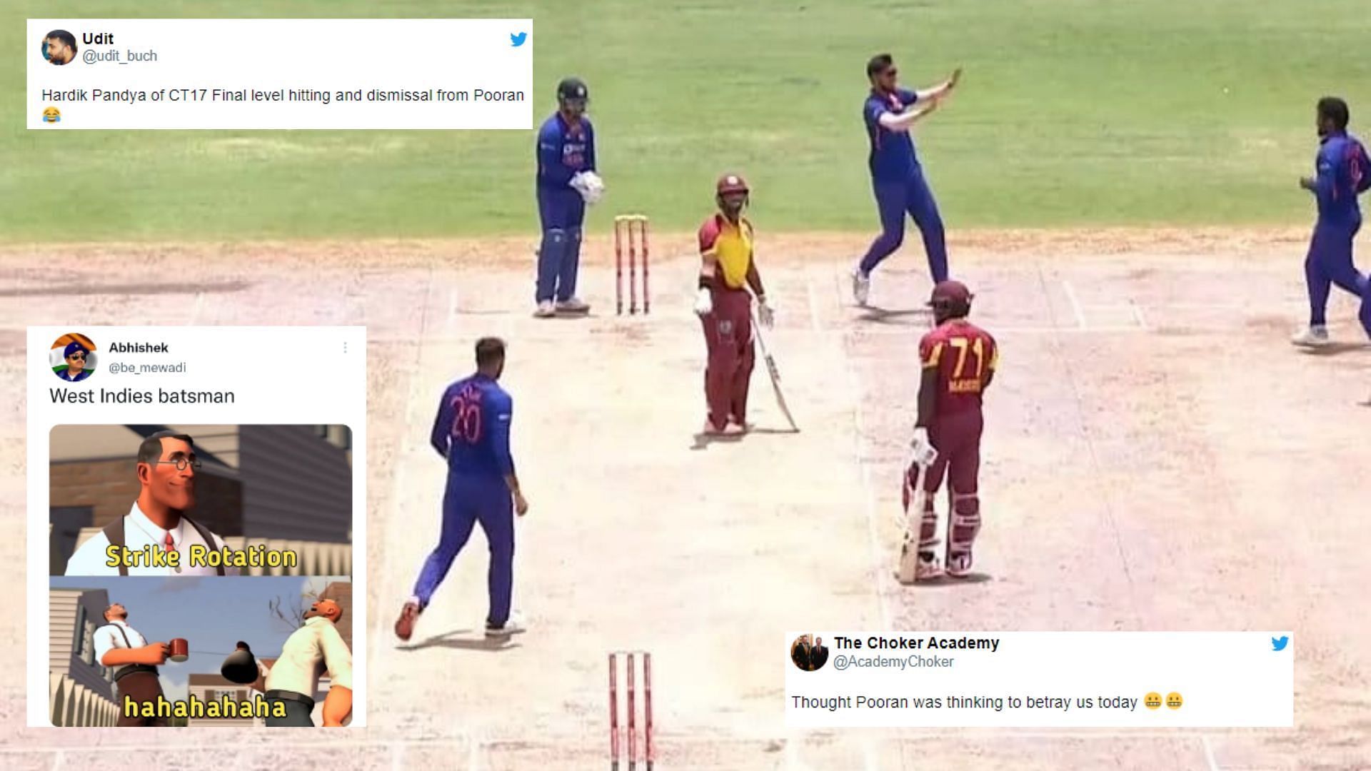 Snippet from Nicholas Pooran&#039;s comical run-out. (P.C.:FanCode)