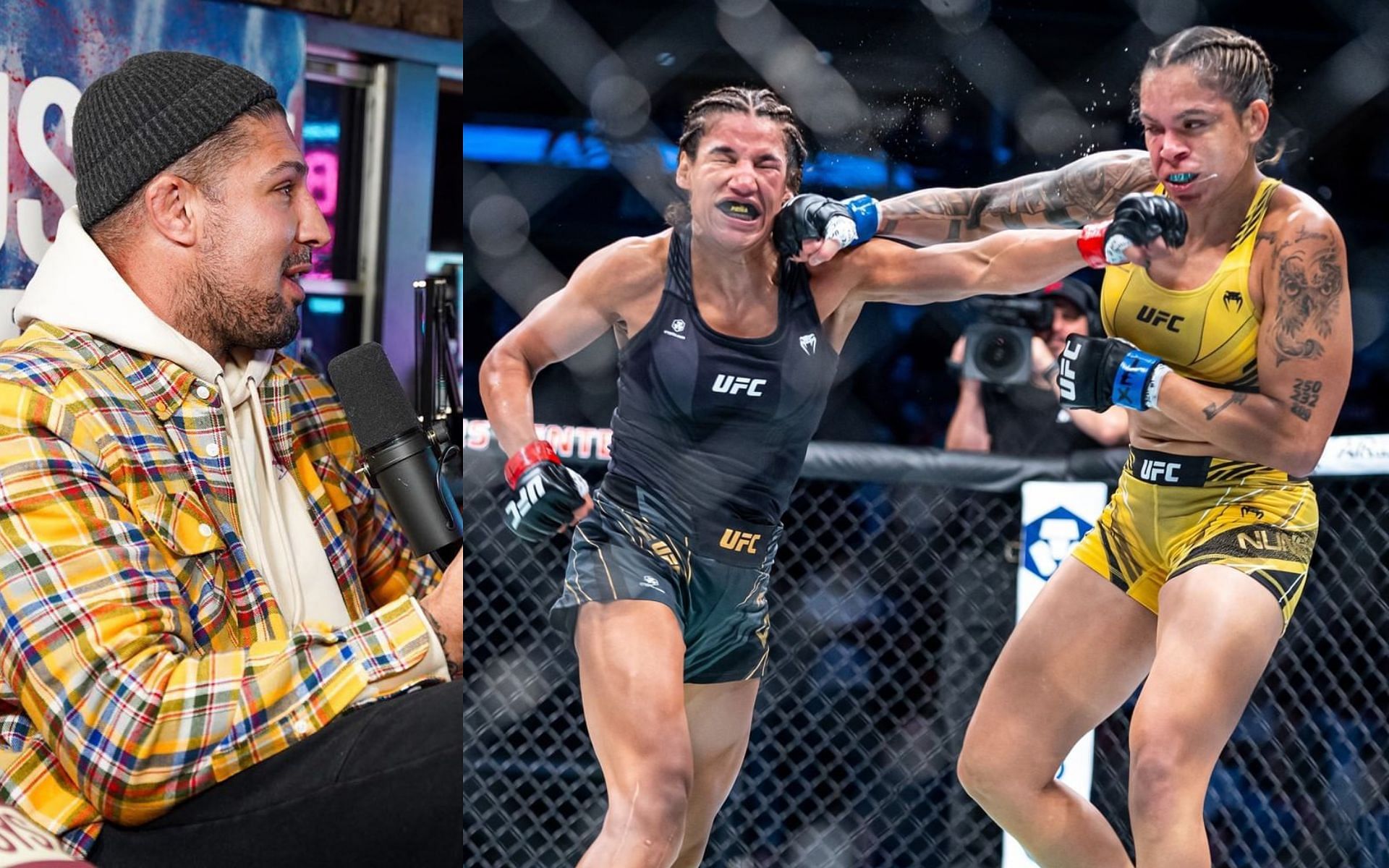 Brendan Schaub (L), Julianna Pena vs. Amanda Nunes 2 (R) (via @brendanschaub and @ufc on Instagram)