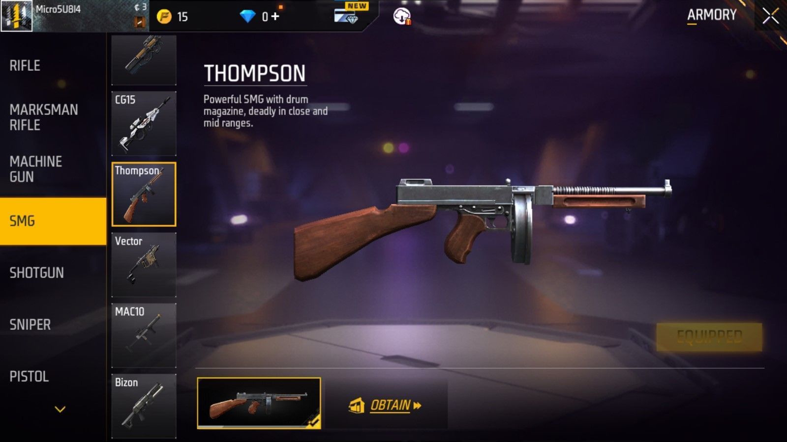 Thompson गन (Image Credit : Garena)