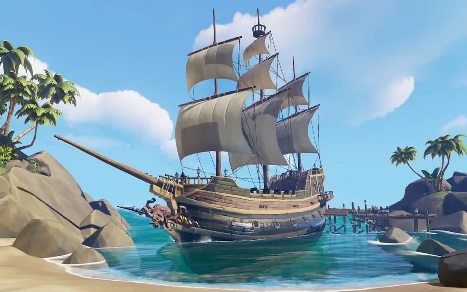 Sea of Thieves drastically changes between night and day (Image via Rare)