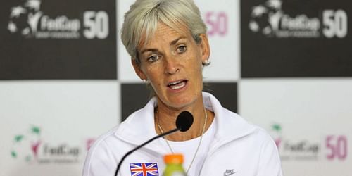 Judy Murray at a press conference