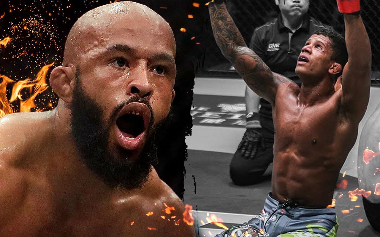 Demetrious Johnson (left) will be challenging Adriano Moraes (right) for the ONE flyweight world title at ONE on Prime Video 1. (Image courtesy of ONE)