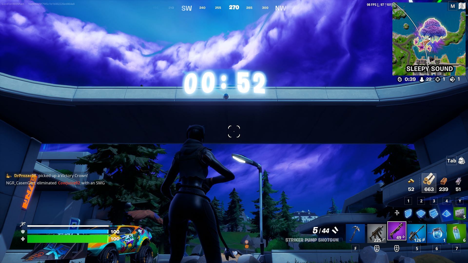 Tick tock goes Fortnite&#039;s Neo reality holographic clock (Image via Reddit//Xx_Rick_Rolled_xX)