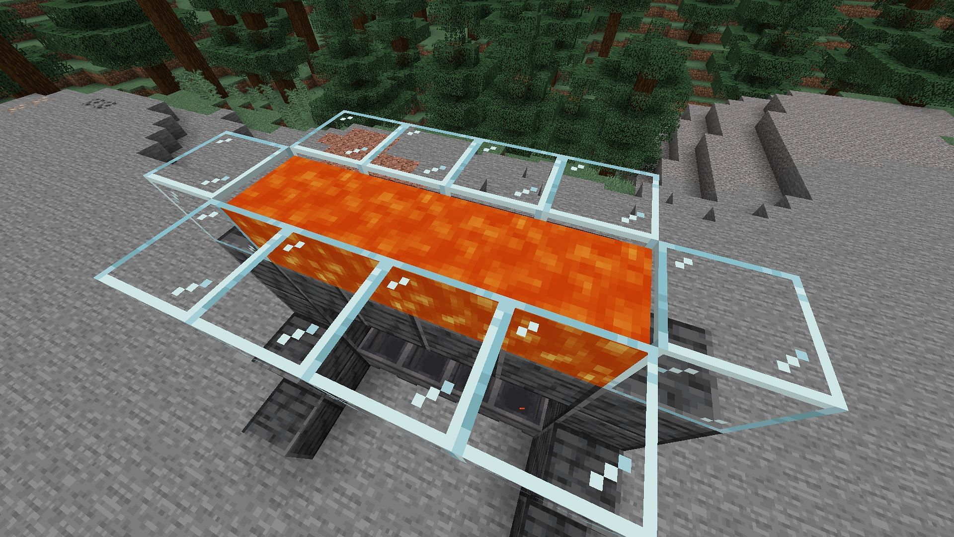 Lava reservoir right above the pointy dripstone (Image via Mojang)