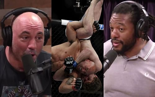 Joe Rogan (left), Robbie Lawler vs. Ben Askren (center), Herb Dean (right) [Images courtesy of JRE Clips on YouTube]