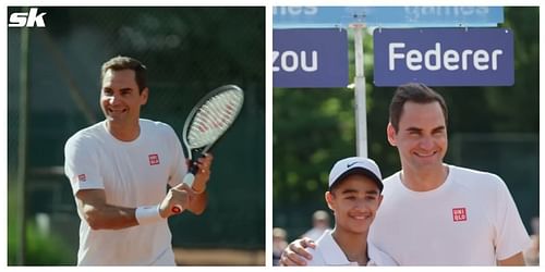 Roger Federer made a young fan's dream come true by playing a round of tennis with him