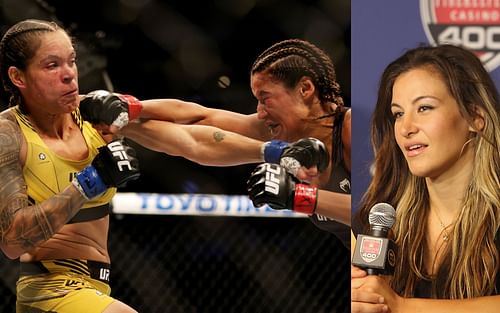 Amanda Nunes vs Julianna Pena (left) and Miesha Tate (right).