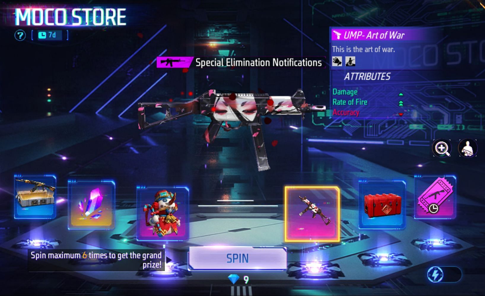 Make spins to obtain rewards, including gun skin (Image via Garena)