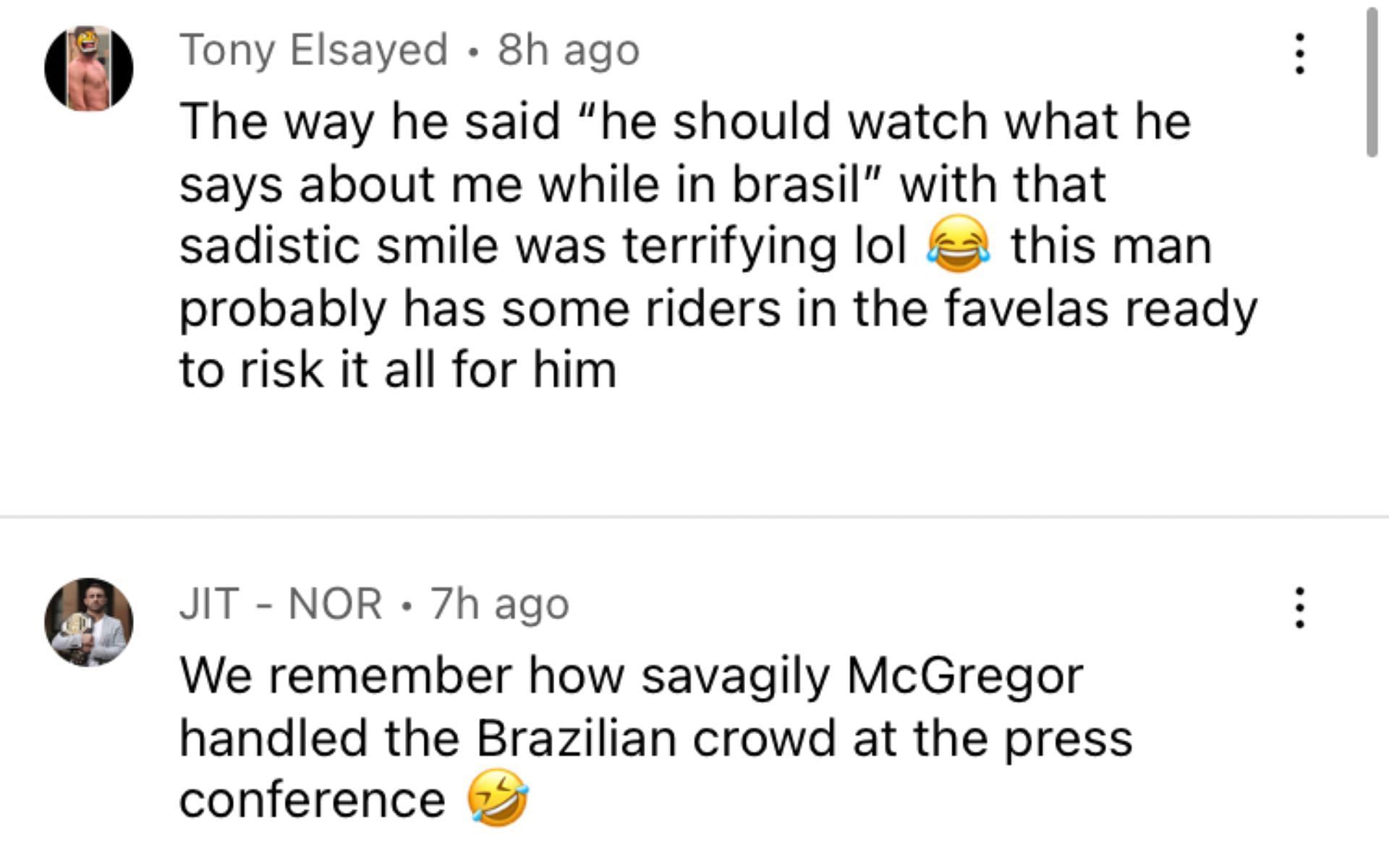 Fan reactions to Oliveira&#039;s threat to McGregor