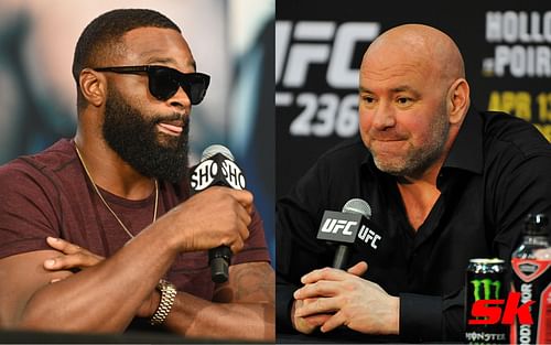 Tyron Woodley (left), Dana White (right)