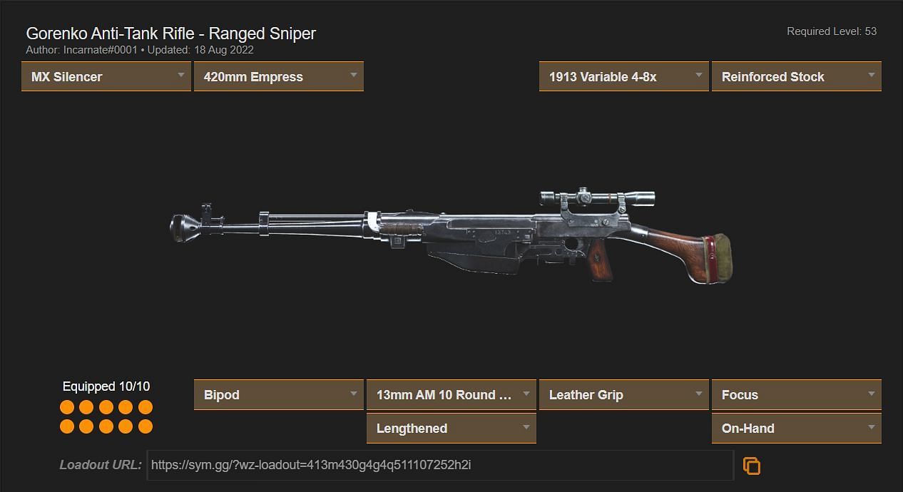 Call of Duty Warzone Gorenko Anti-tank Rifle (Image via sym.gg)