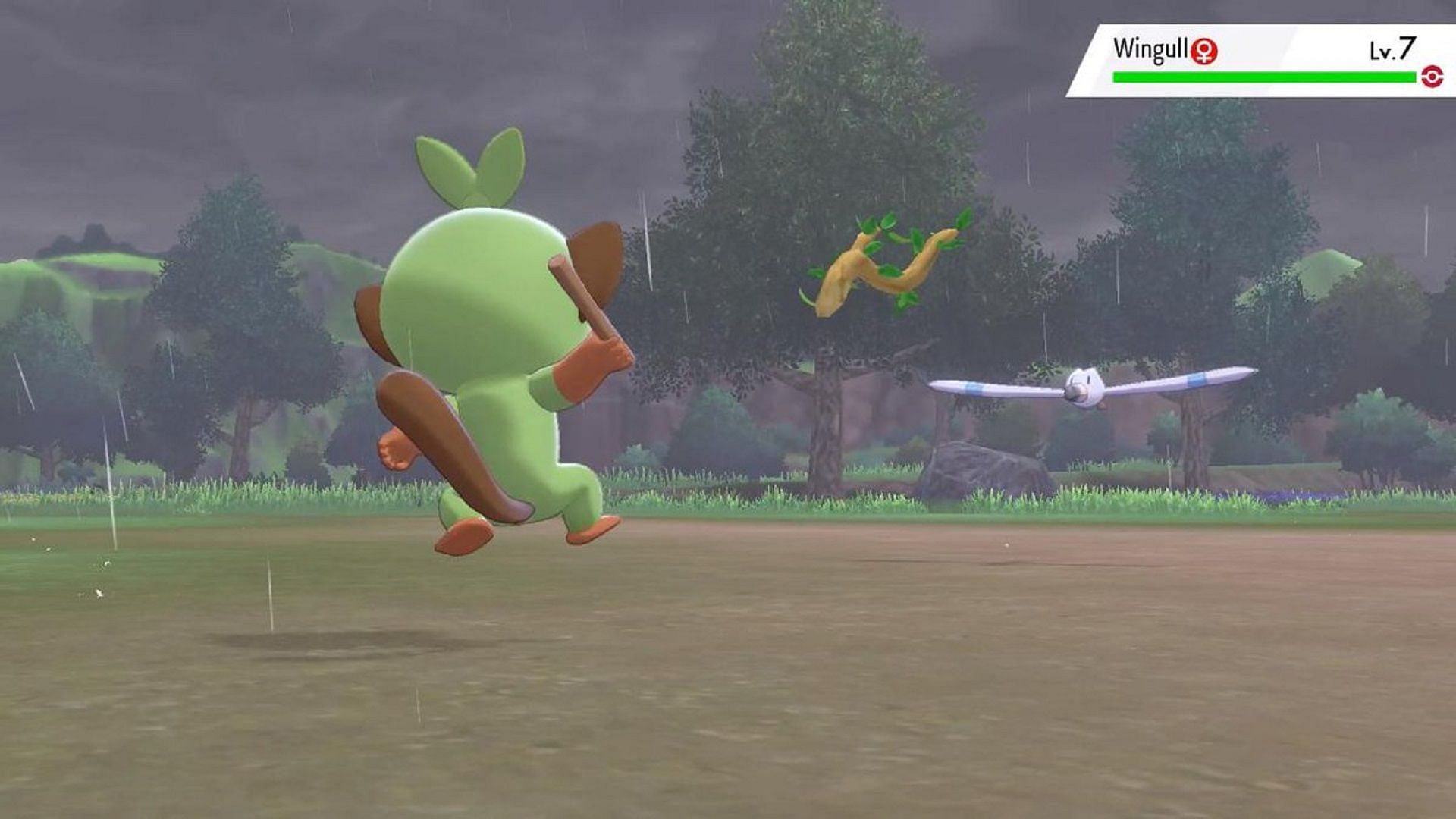 Grookey attacks with Branch Poke in Pokemon: Sword and Shield (Image via Game Freak)