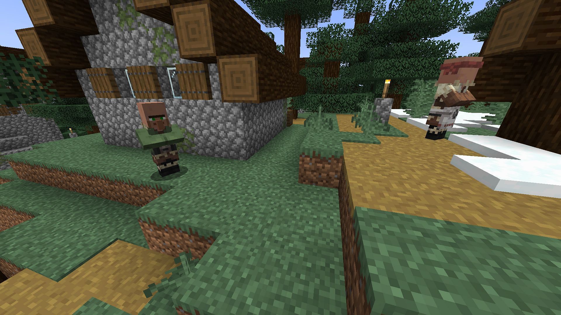 Nitwits interact with other villagers, but they cannot work or trade in Minecraft (Image via Mojang)