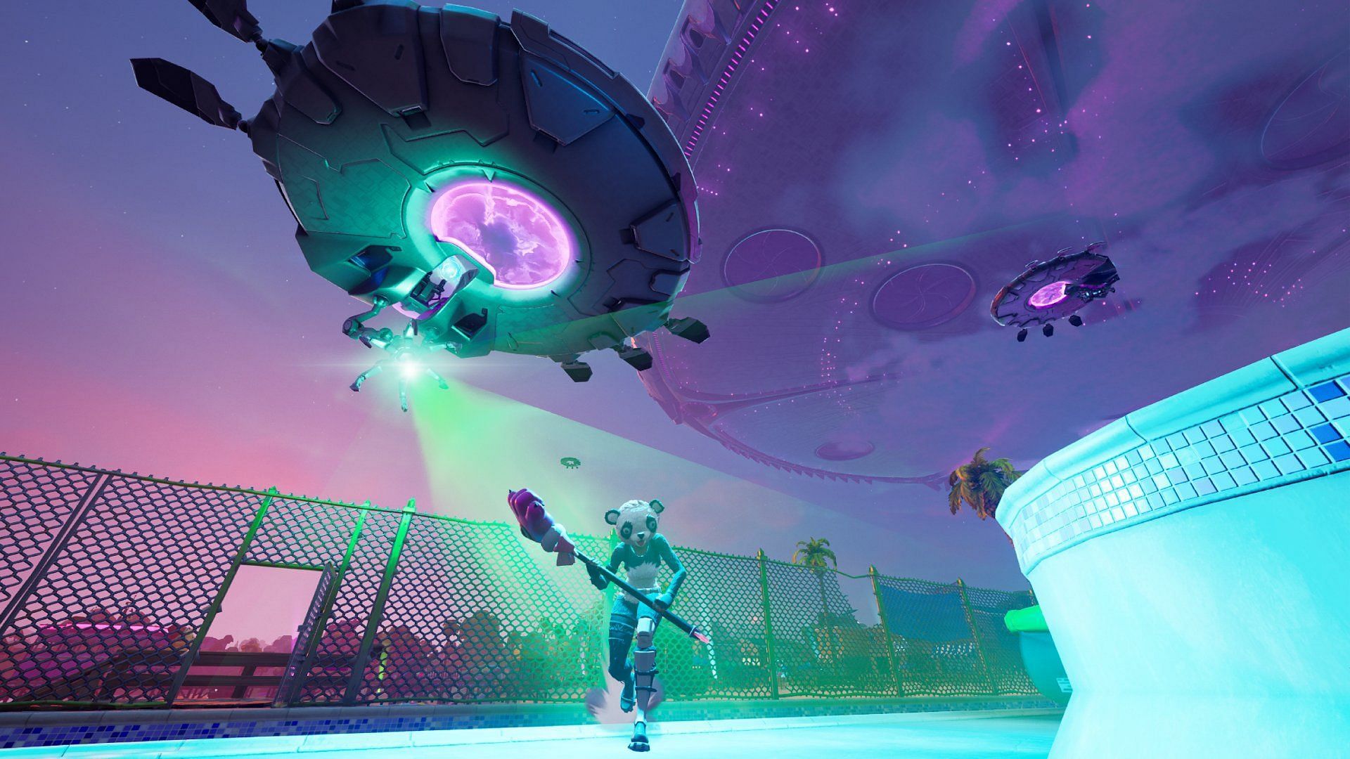 There&#039;s no outrunning Saucers in Fortnite (Image via Twitter/pandagrrrrl)