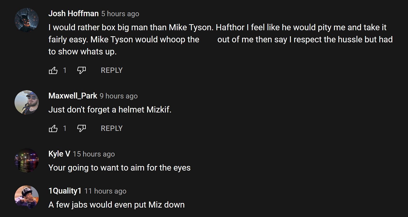 Fans in the YouTube comments section react to the streamer supposedly boxing Haf&thorn;&oacute;r Bj&ouml;rnsson 2/2 (Image via OTKlips/YouTube)