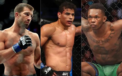 Luke Rockhold (left), Paulo Costa (middle) and Israel Adesanya (right)