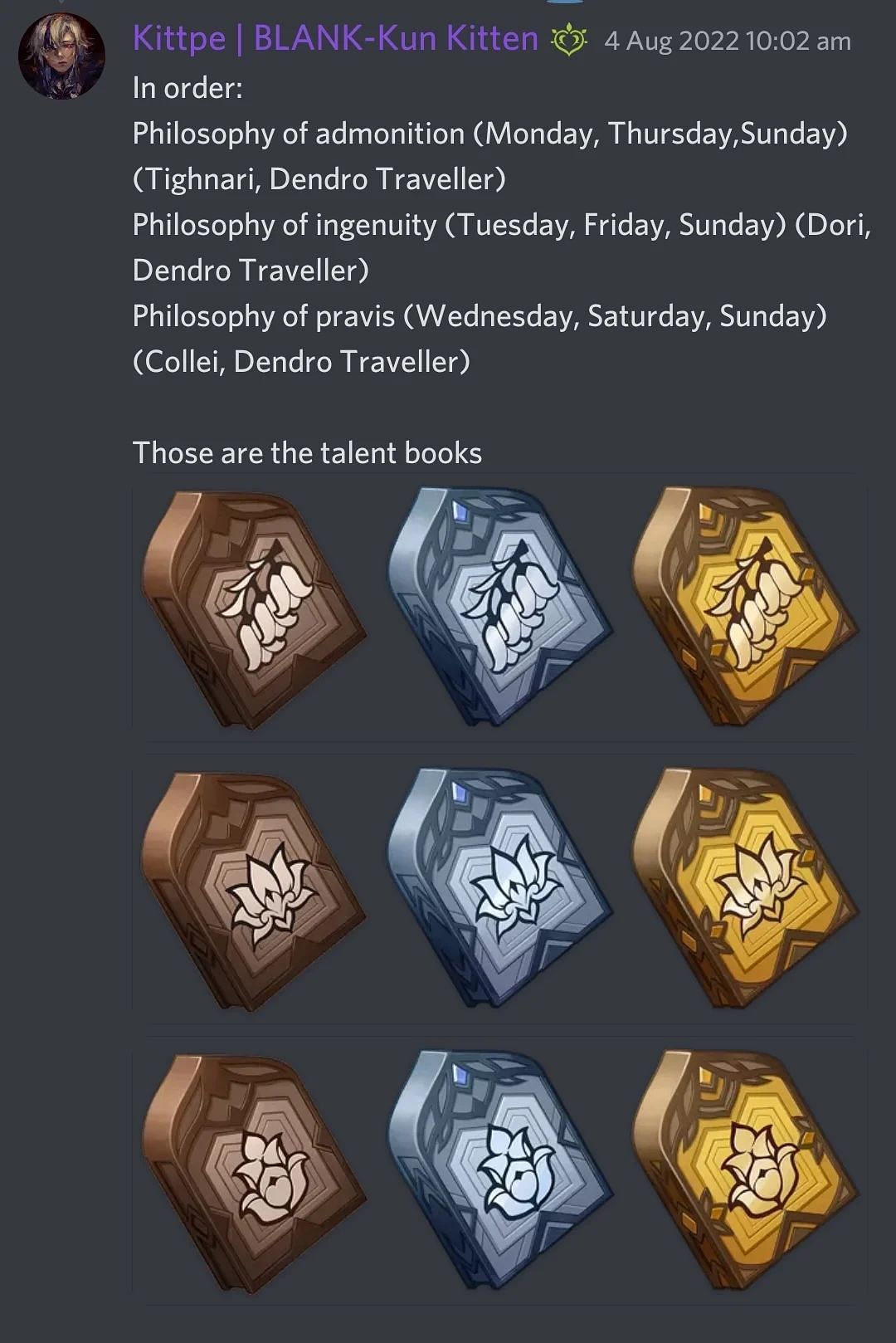 The new Talent books (Image via genshinBLANK)