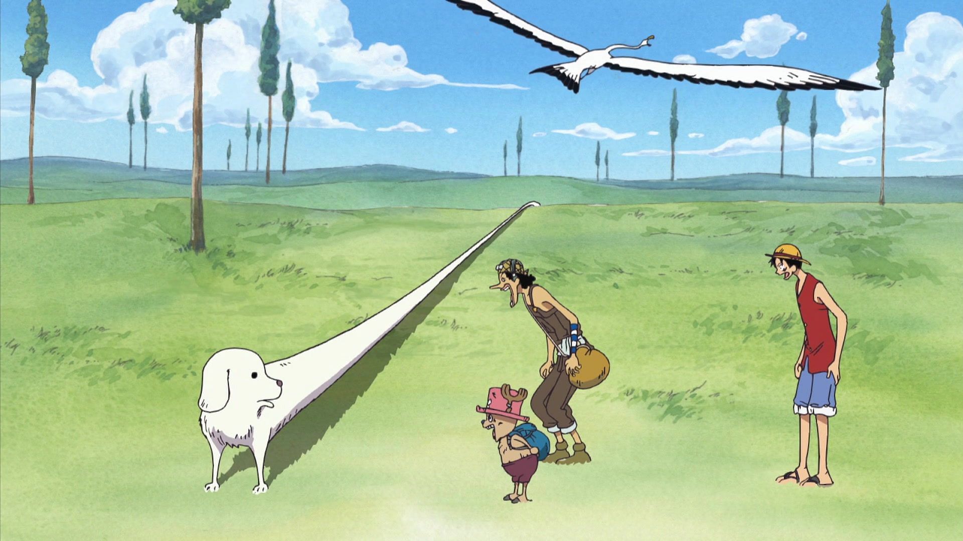 Long Ring Long Land&rsquo;s elongated flora and fauna as seen in the series&rsquo; anime (Image via Toei Animation)