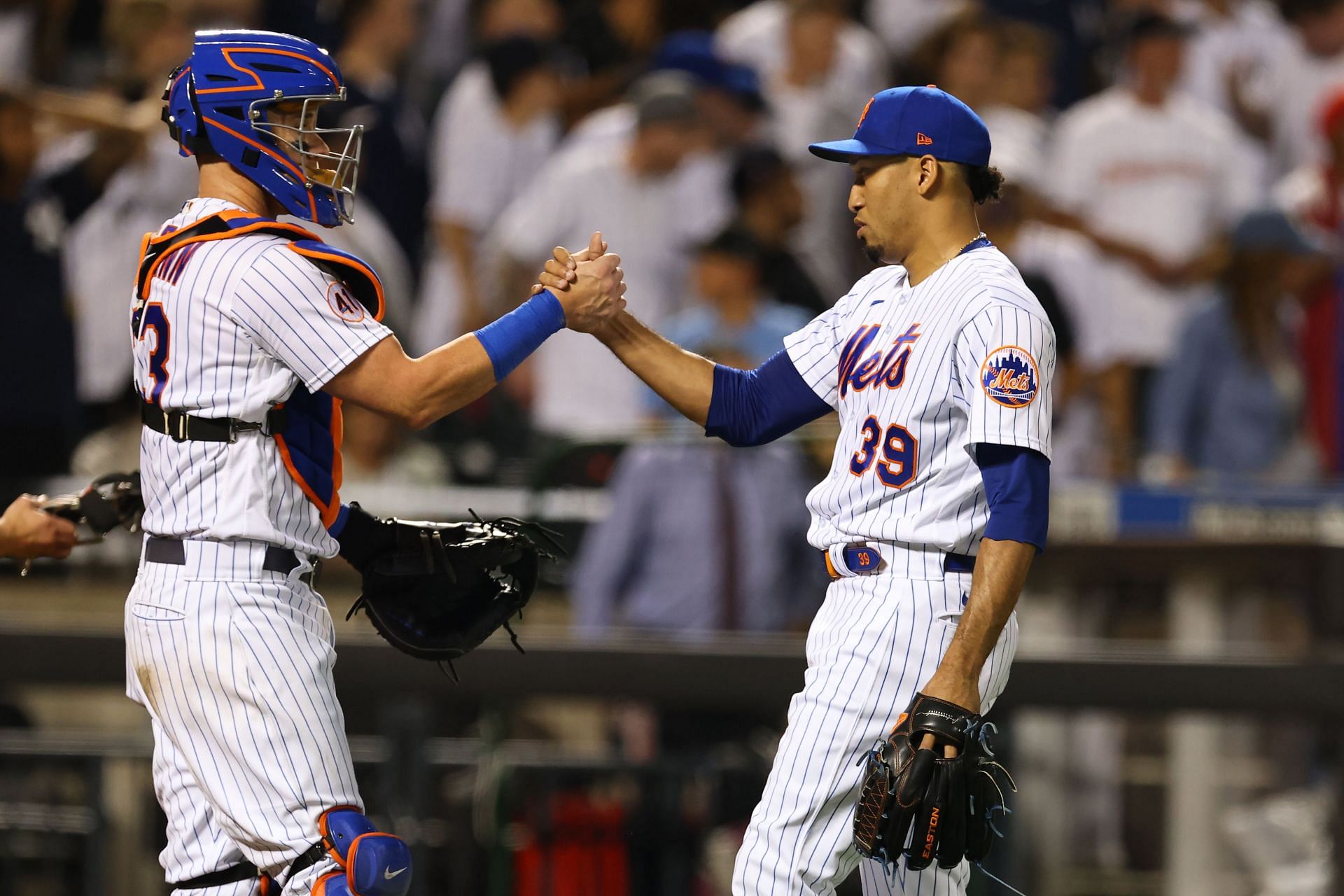 Mets celebrating a win over the New York Yankees