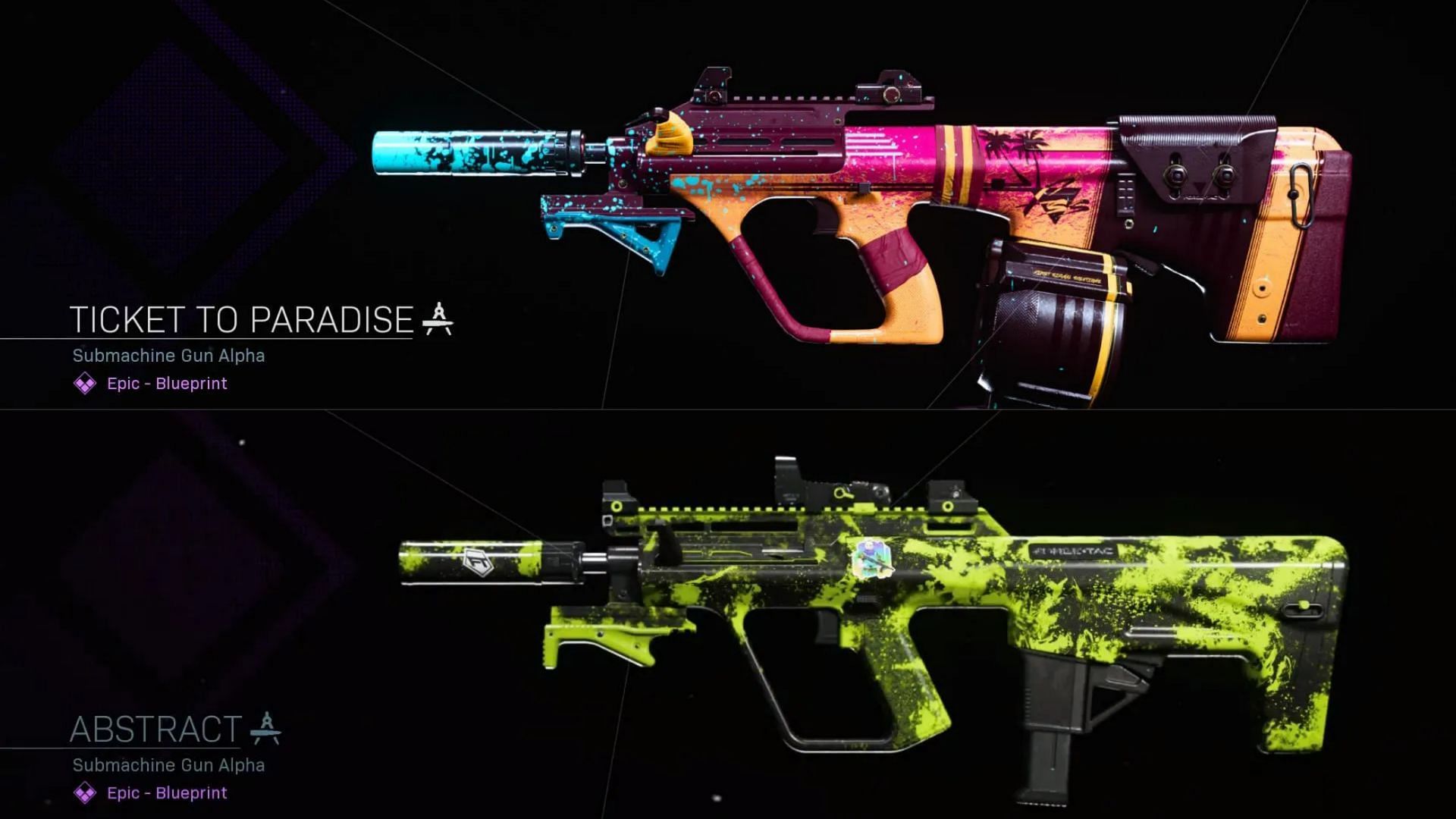Some available blueprints for the AUG in-game (Image via Activision)