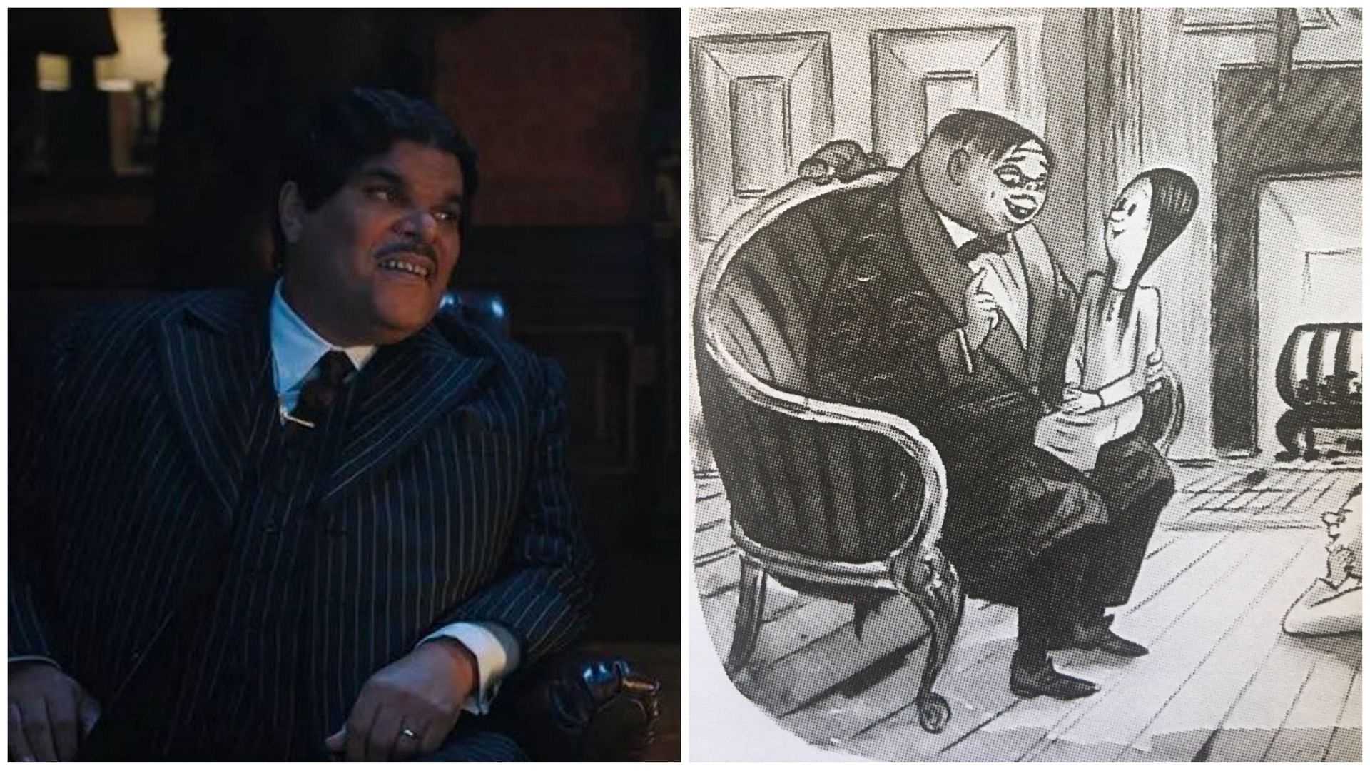 Luiz Guzman as Gomez Addams (Images via Netflix and @themycira/Twitter)