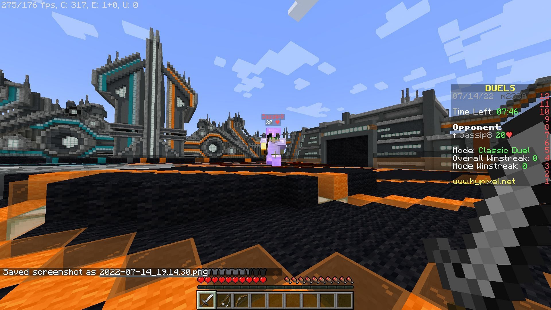 Players constantly jump and attack in order to perform a crit hit (Image via Minecraft)