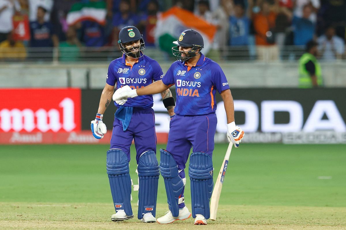 Virat Kohli and Rohit Sharma strung together a 49-run partnership against Pakistan. [P/C: BCCI/Twitter]