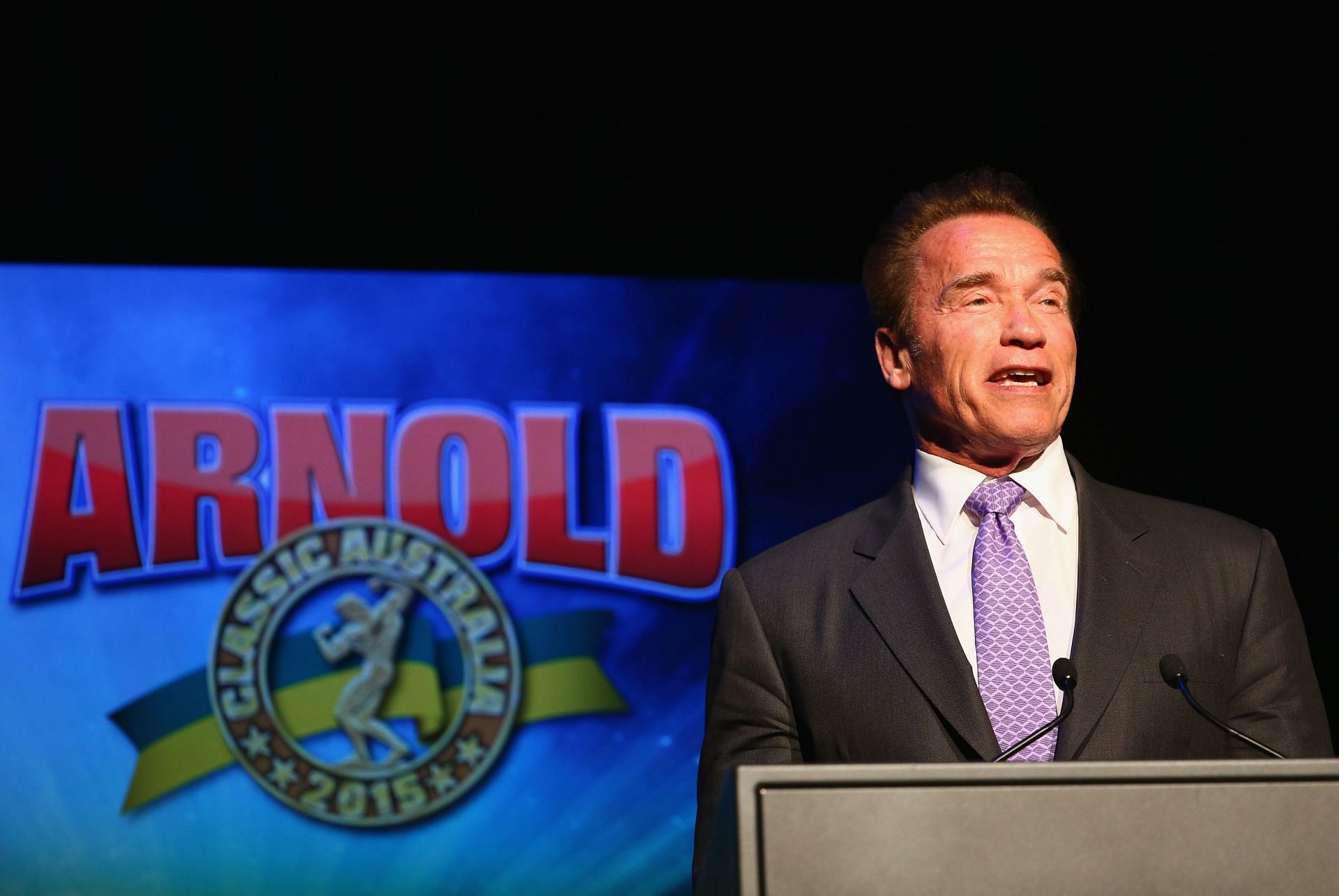 Arnold Schwarzenegger at The Arnold Classic Australia 2015 (Image via Getty)