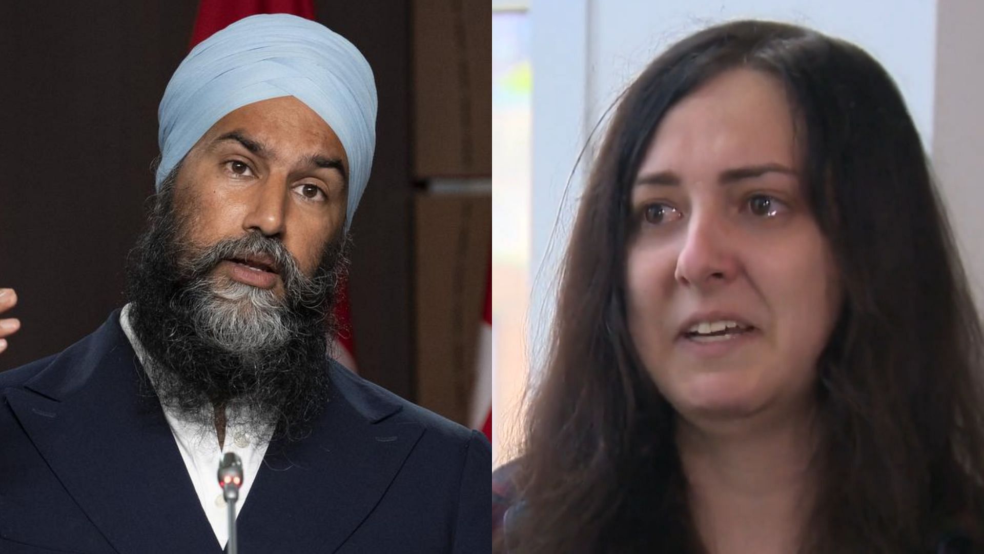 Jagmeet Singh tweets supporting trans streamer Keffals after she got swatted (Image via Toronto Star, Global News)
