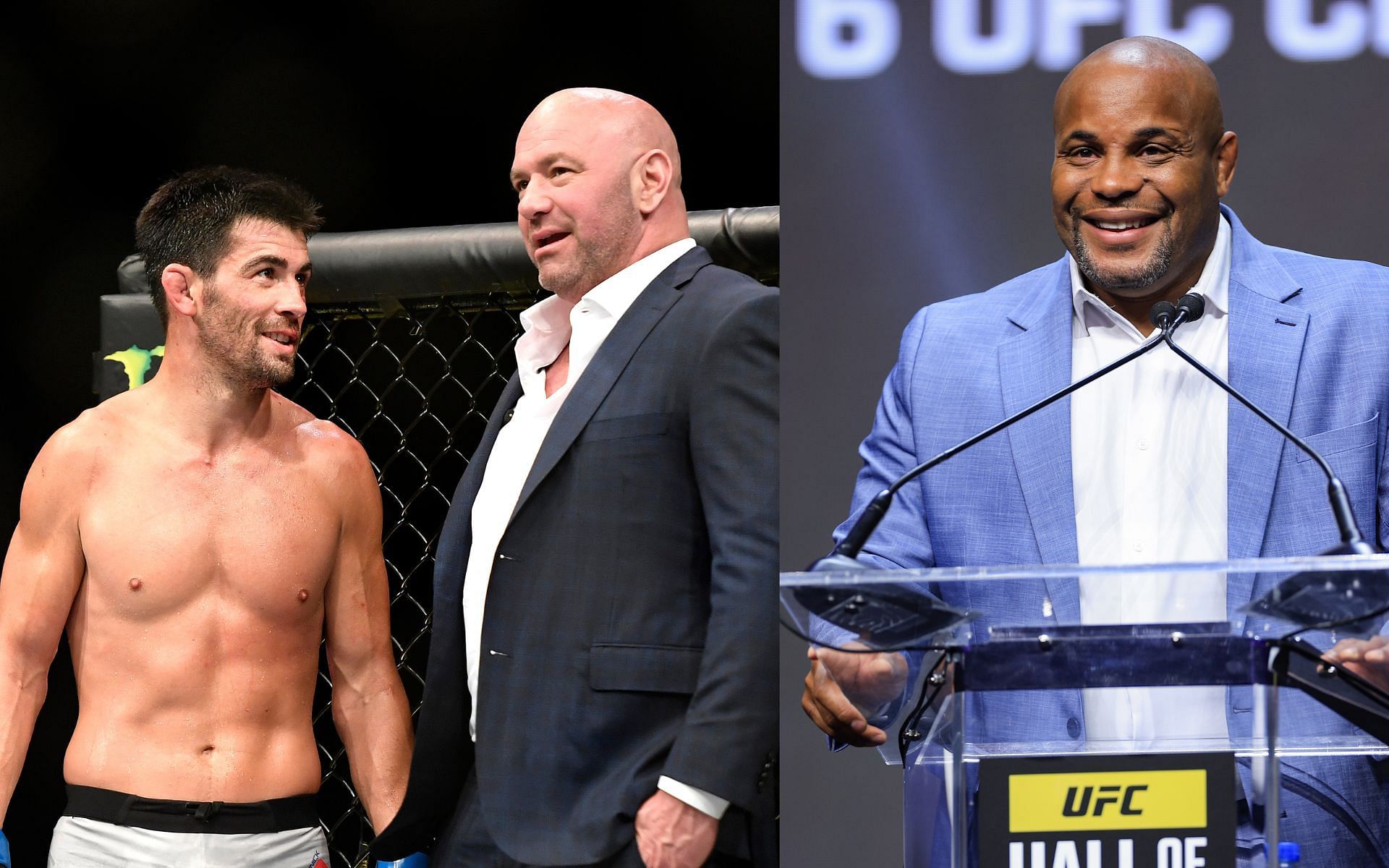Dominick Cruz and Dana White (left), and Daniel Cormier (right). [Images courtesy: all images from Getty Images]