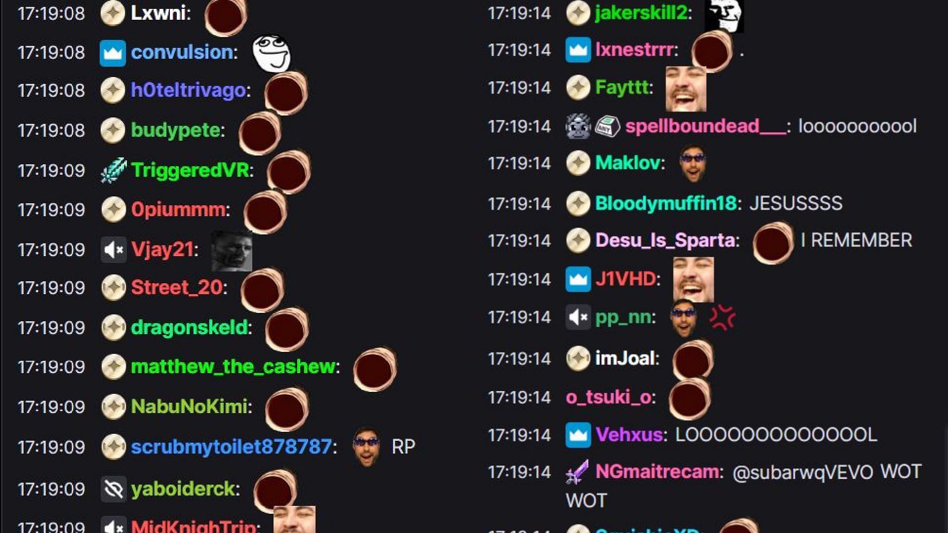 Chat reacting to the incident (Image via xQc/Twitch)