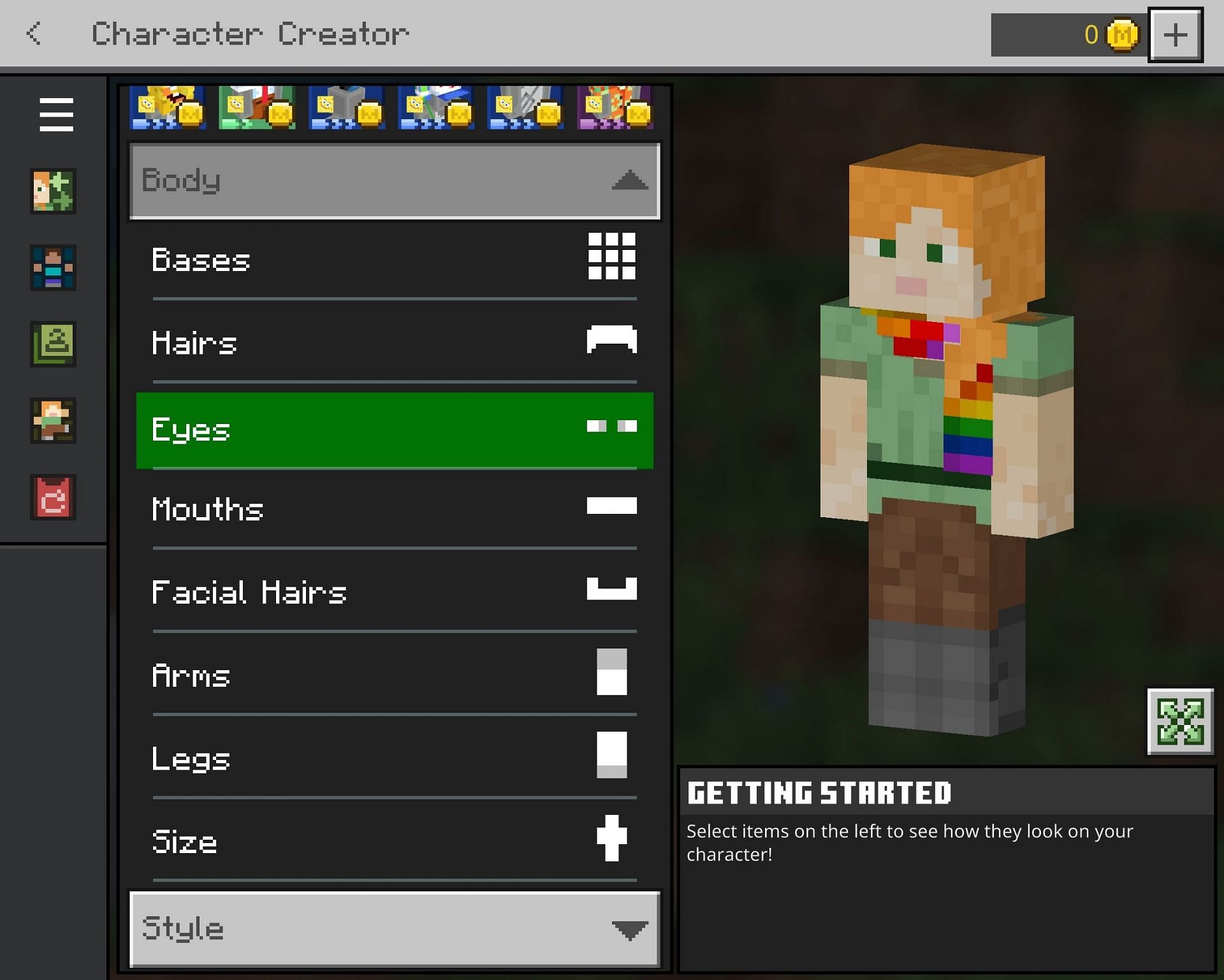 A list of some of the ways players can customize their skin (Image via Minecraft)