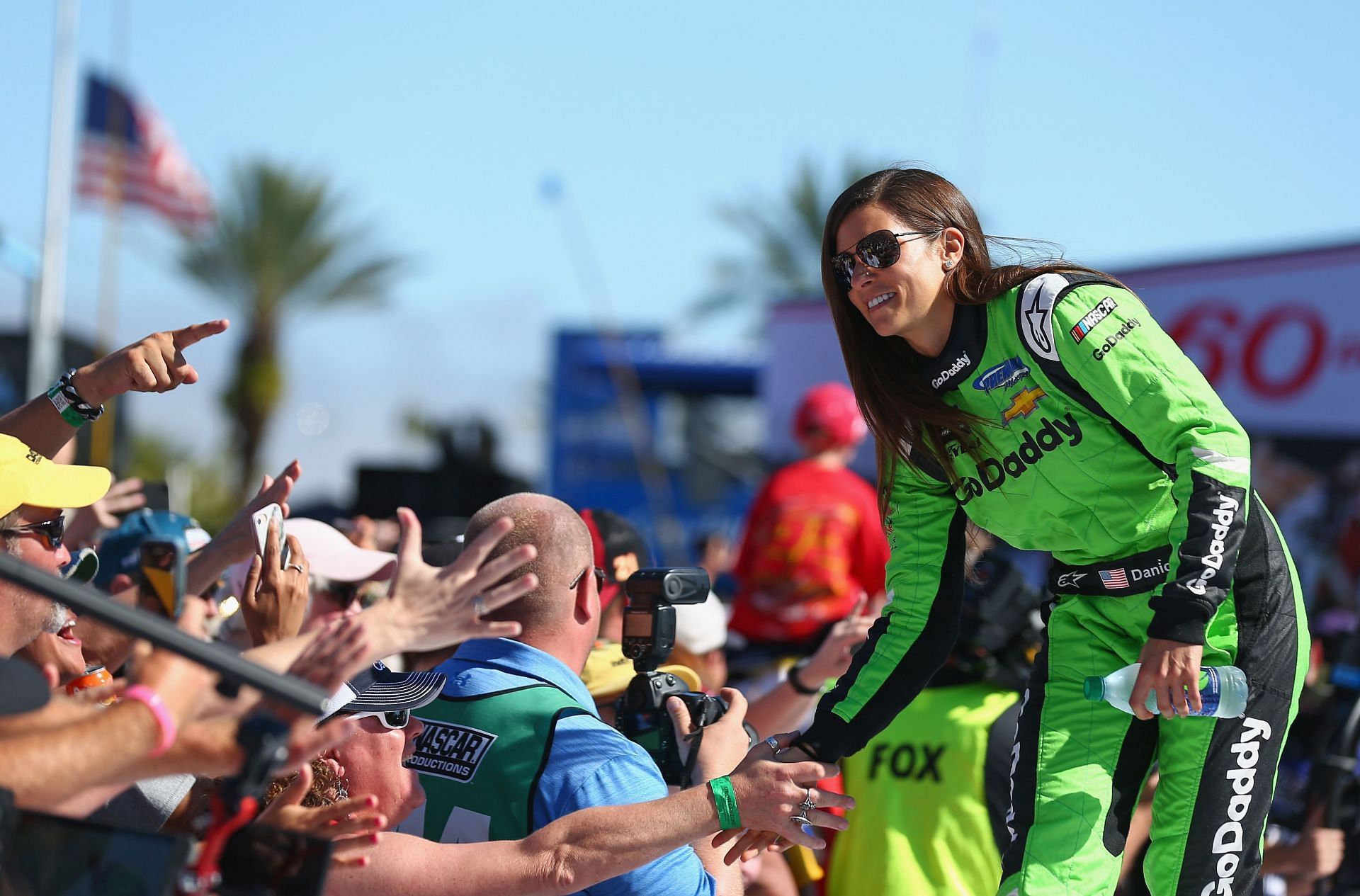 Danica Patrick is introduced during pre-race festivities before the start of the 2018 Monster Energy NASCAR Cup Series 60th Annual Daytona 500 at Daytona International Speedway in Daytona Beach, Florida. (Photo by Sarah Crabill/Getty Images)