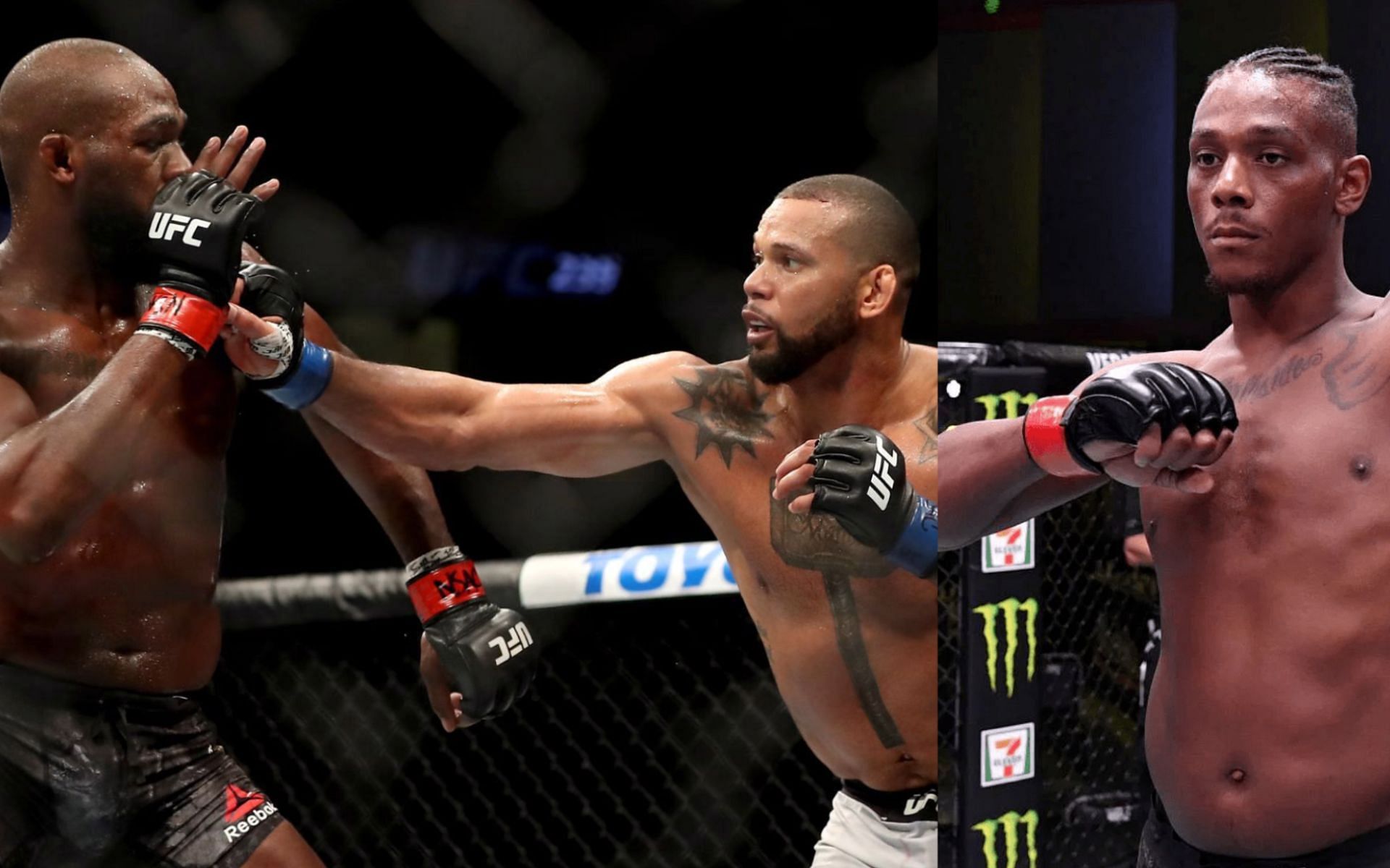 Jon Jones vs. Thiago Santos (left) and Jamahal Hill (right) [Images courtesy of Getty]