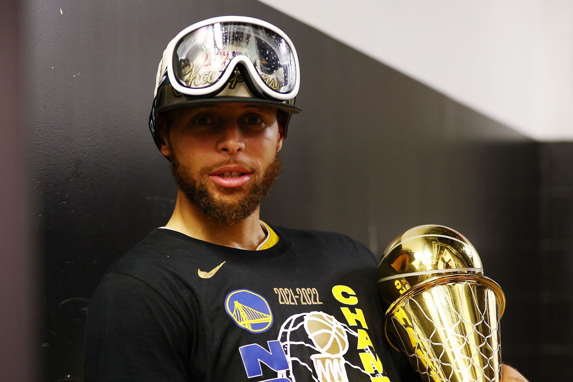 Steph Curry celebrates winning the 2022 NBA Finals - Game Six.