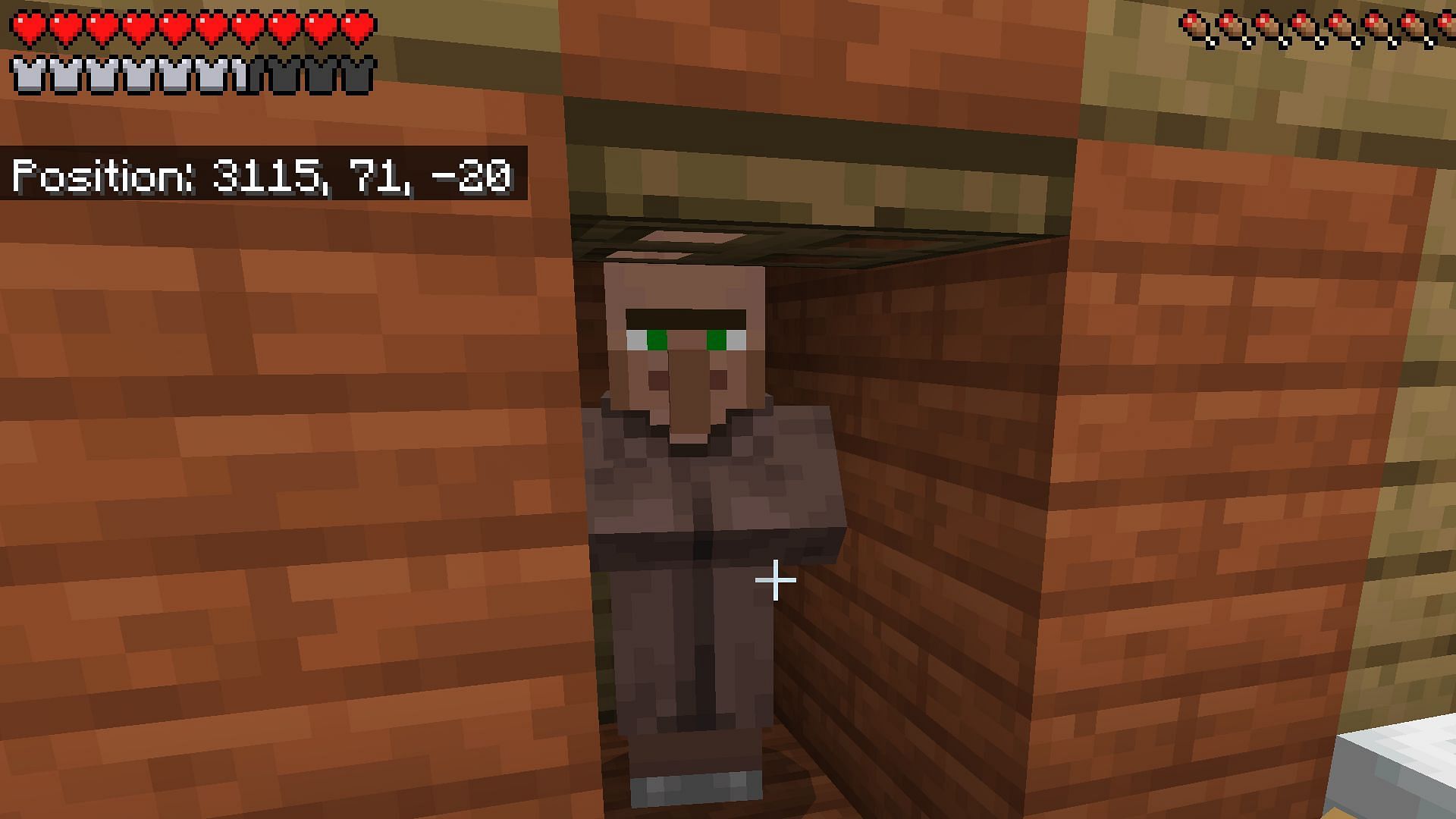 A Minecraft villager trapped via trapdoor (Image via Mojang)