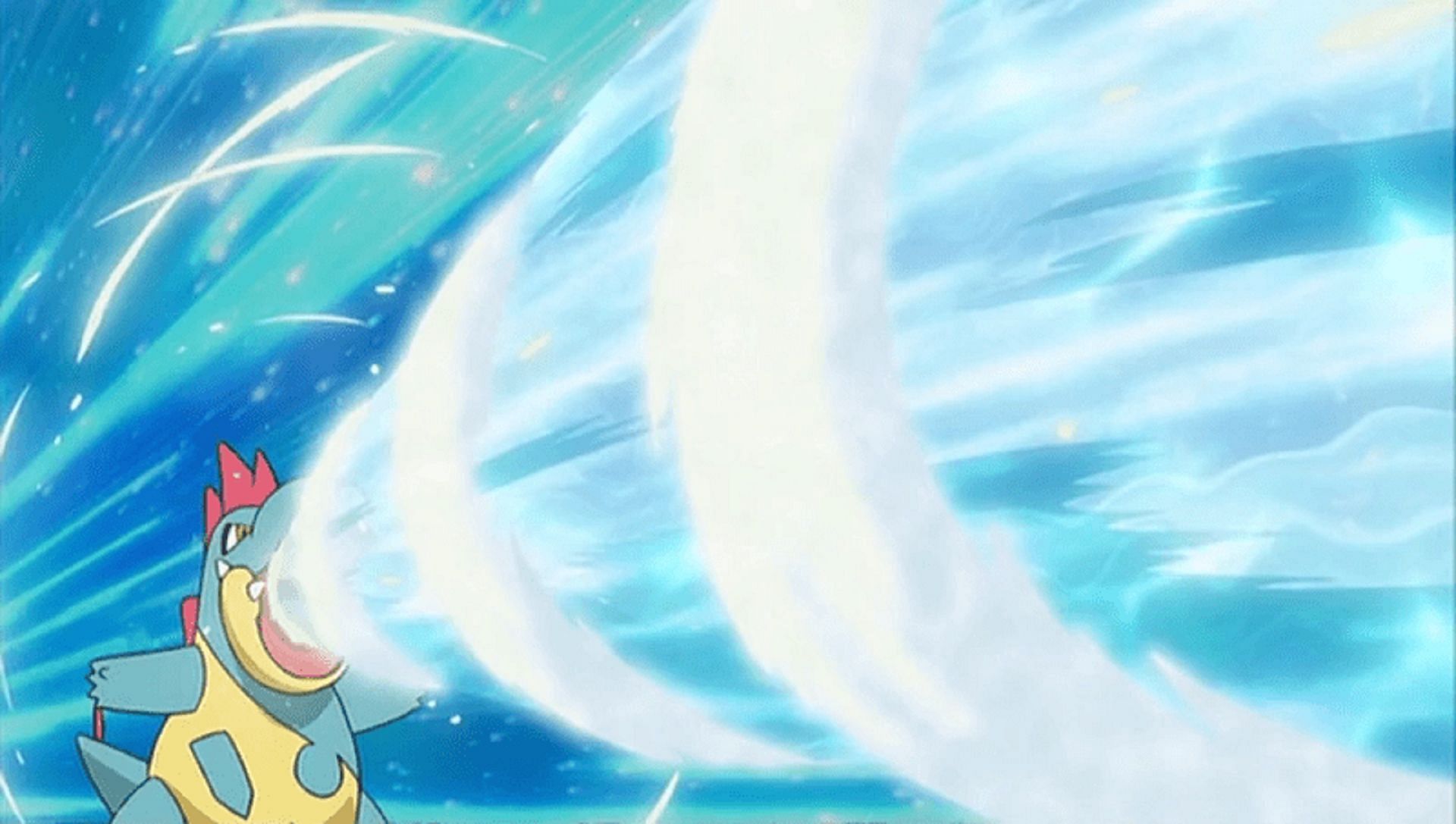 Croconaw uses Hydro Pump in the anime (Image via The Pokemon Company)