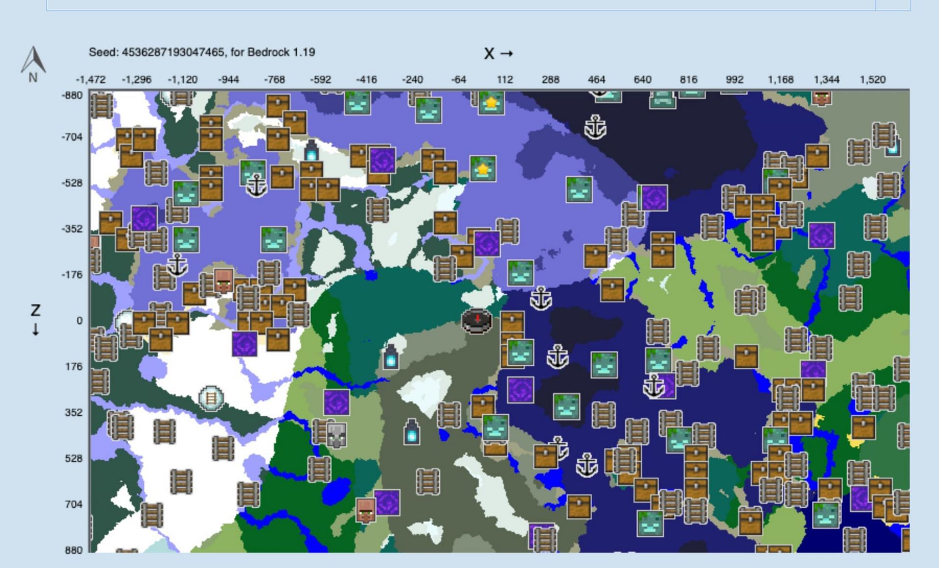 Seed map generators show everything (Image via ChunkBase)