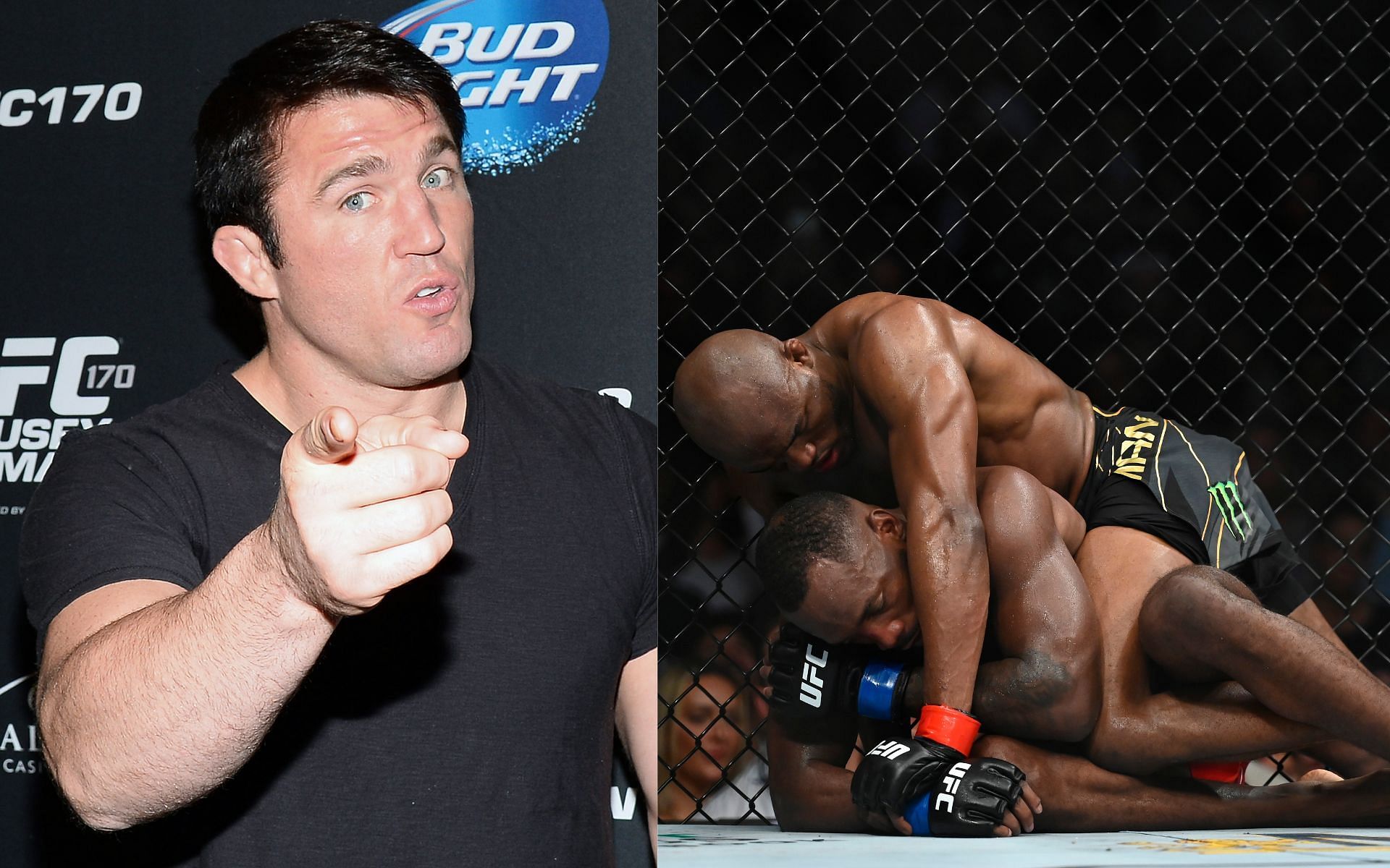 Chael Sonnen (L) has lauded Kamaru Usman for not calling Leon Edwards after his multiple fence grabs during their title fight at UFC 278 [Credits: Beyond the Fight/YouTube, Getty]